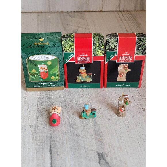 Hallmark groundhog Mouse miniature ornament Xmas set - Picture 1 of 6